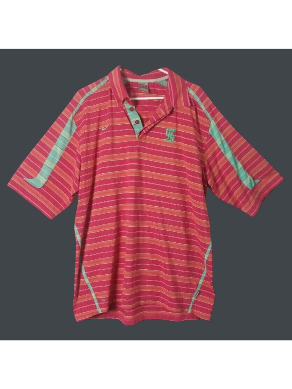 Nike State Striped Golf Polo Shirt Mens Large Oversize Preppy Sporty Sportswear